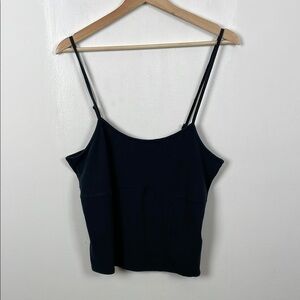 Anthropologie Womens L Sleeveless Pullover Cropped Black Stretch Casual TankTop
